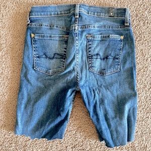 7 For All Mankind Skinny Jeans Cut Off Shorts Sz 25 Medium Wash*vintage